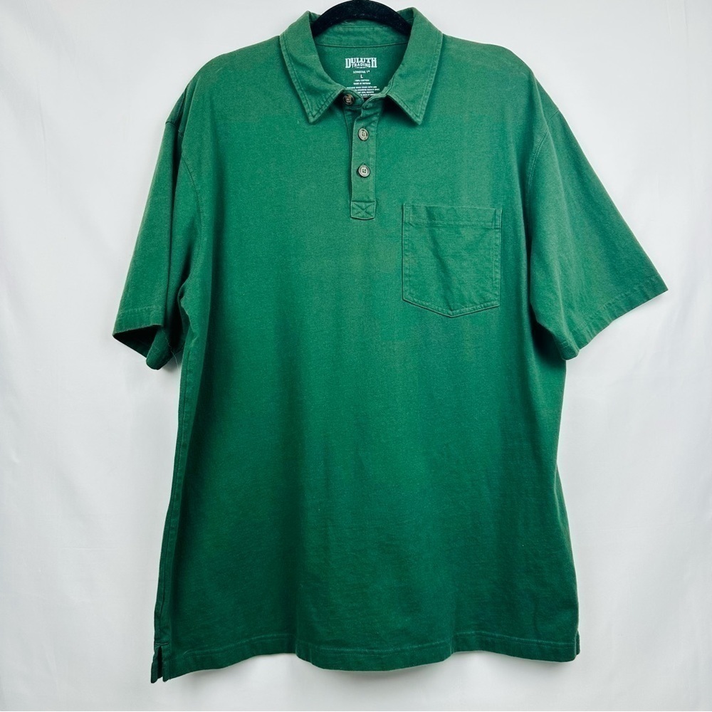 Men’s Duluth Trading Co Long Tail T 100% Cotton Green Pocket Polo Size: Large